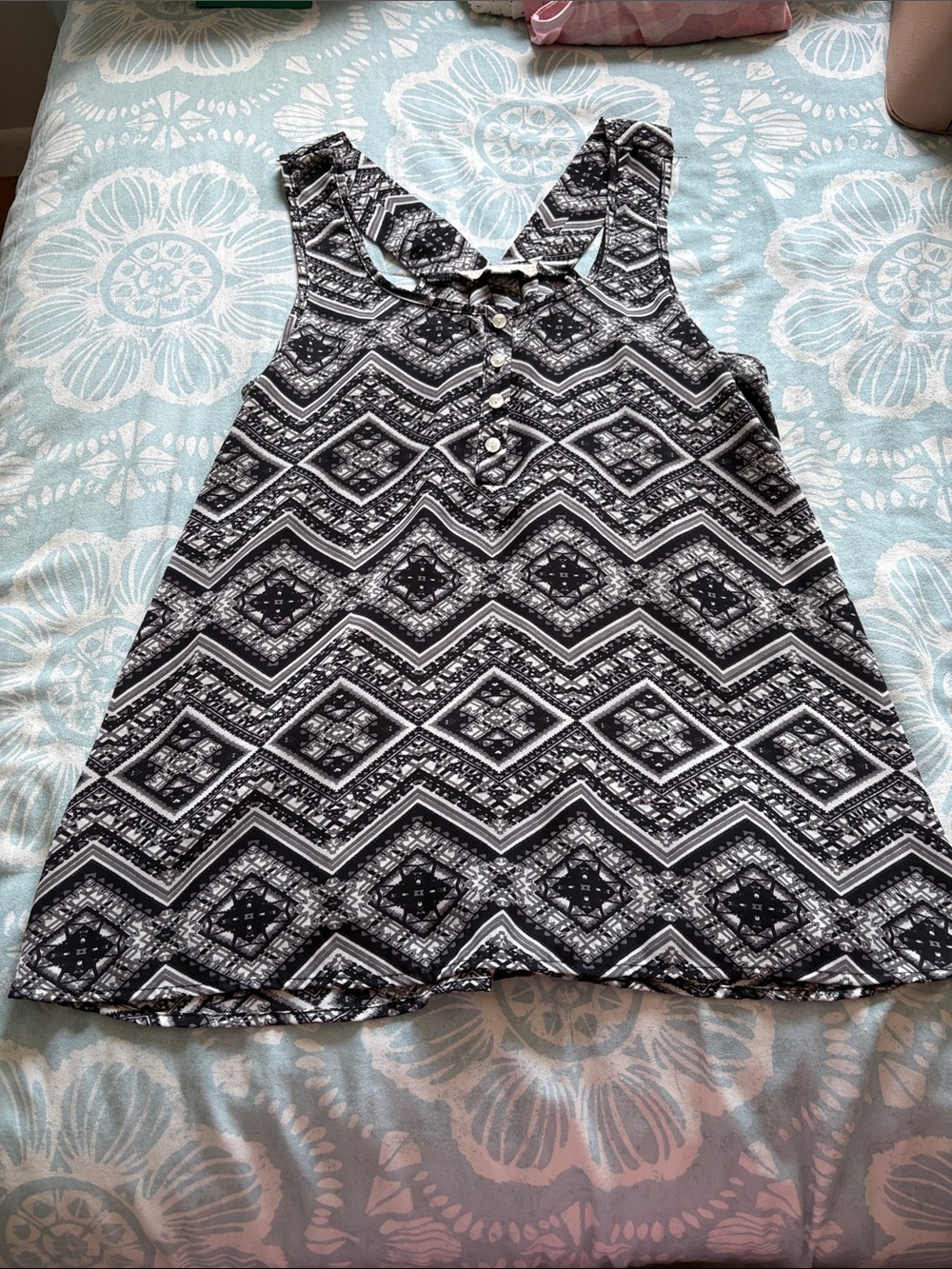 Pink Republic Black & White Geometric Tank